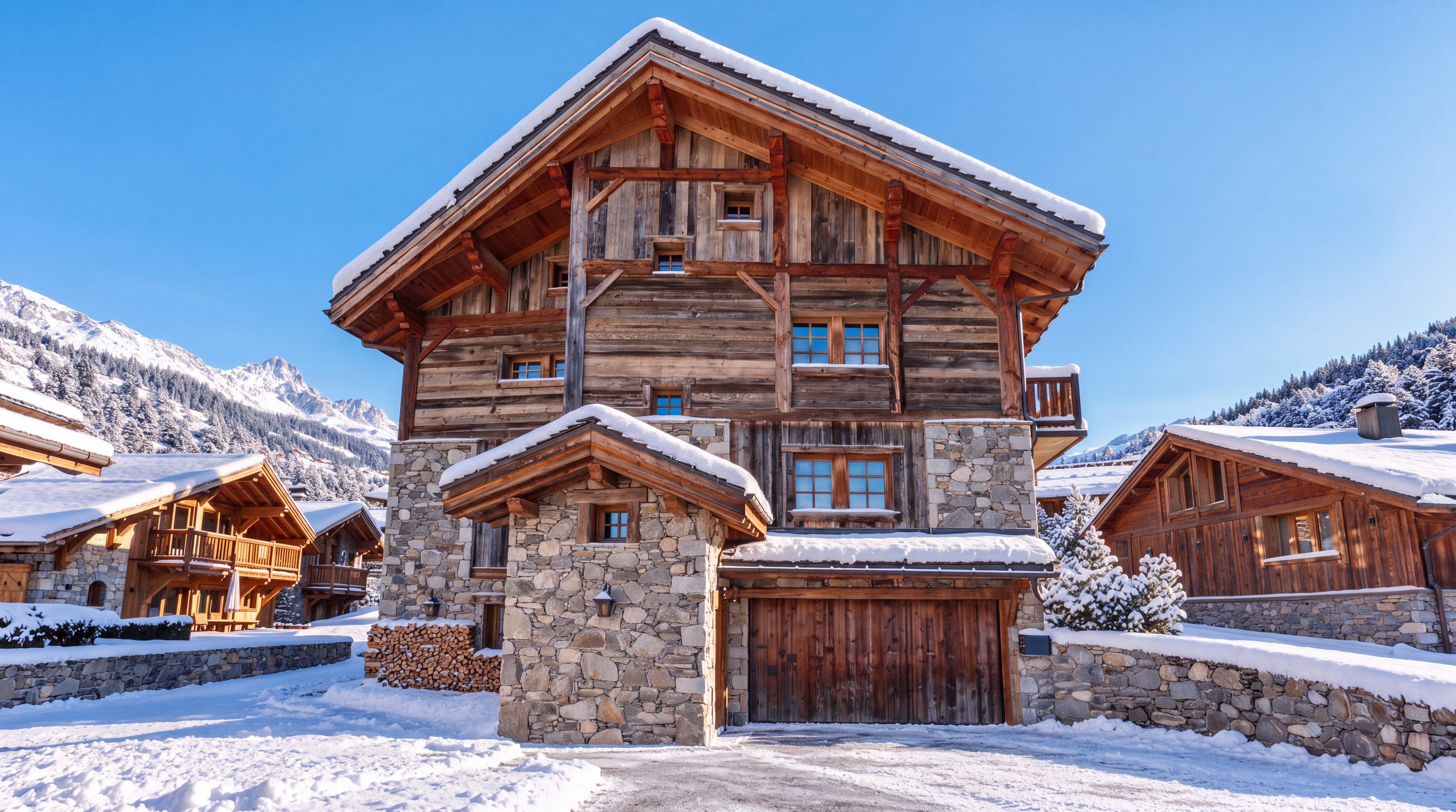 DOMA Chalet Horizon under the snow in Le Raffort, Méribel